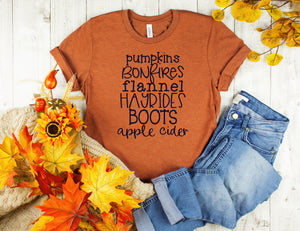 Pumpkin Bonfires Flannel Hayrides Boots Apple Cider