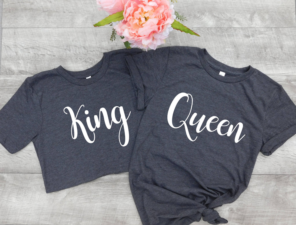 King Queen Shirts, Hubby Wifey shirts, honeymoon shirts, couples shirts, engagement gift, wedding gift, his and her shirts