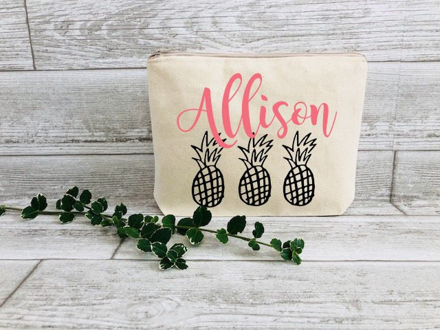 Pineapple Bag - Gift for Best Friend - Best Friend Birthday Gift - Gift for Friend - Gift for her - Pineapple Makeup Bag - Personalized Gift