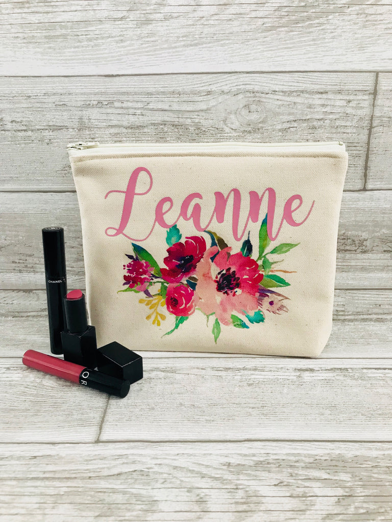 Bride makeup bag, bridesmaid makeup bag, personalized gift for bridesm –  Up2ournecksinfabric
