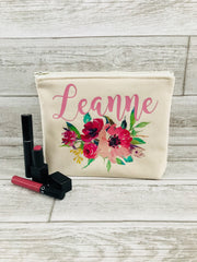 personalized makeup bag - bridal party gift - travel bag - custom cosmetic bag -  personalized gift - canvas makeup bag