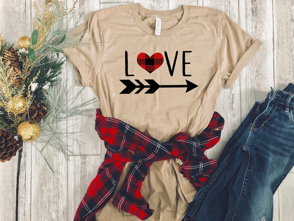buffalo plaid tee - buffalo plaid valentines day shirt - buffalo plaid heart shirt - valentines day gift - gift for her - womens graphic tee