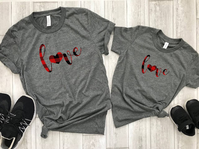 Matching valentines shirt - Mommy and me valentines shirt - mom and daughter valentines day shirt - buffalo plaid heart shirt - mommy and me