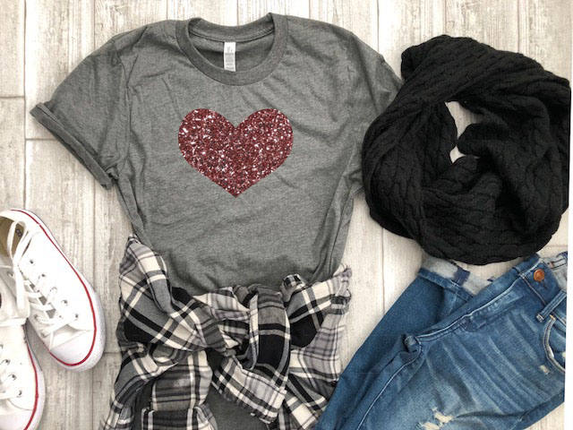rose gold heart shirt - valentines day heart shirt - rose gold glitter heart shirt - heart shirt - valentines day gift - gift for her