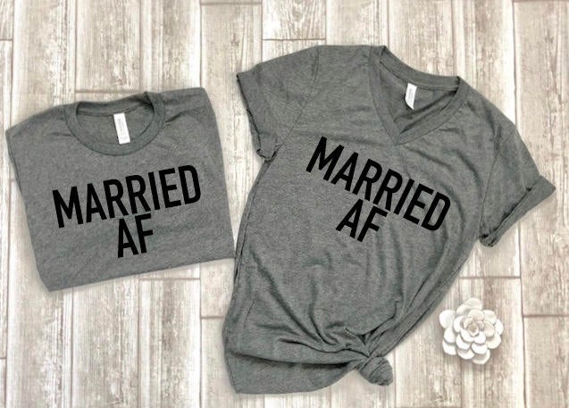 married AF shirts - wifey hubby shirts - honeymoon shirts - wifey t-shirt set - couples shirts - bride shirts - groom shirts free shipping