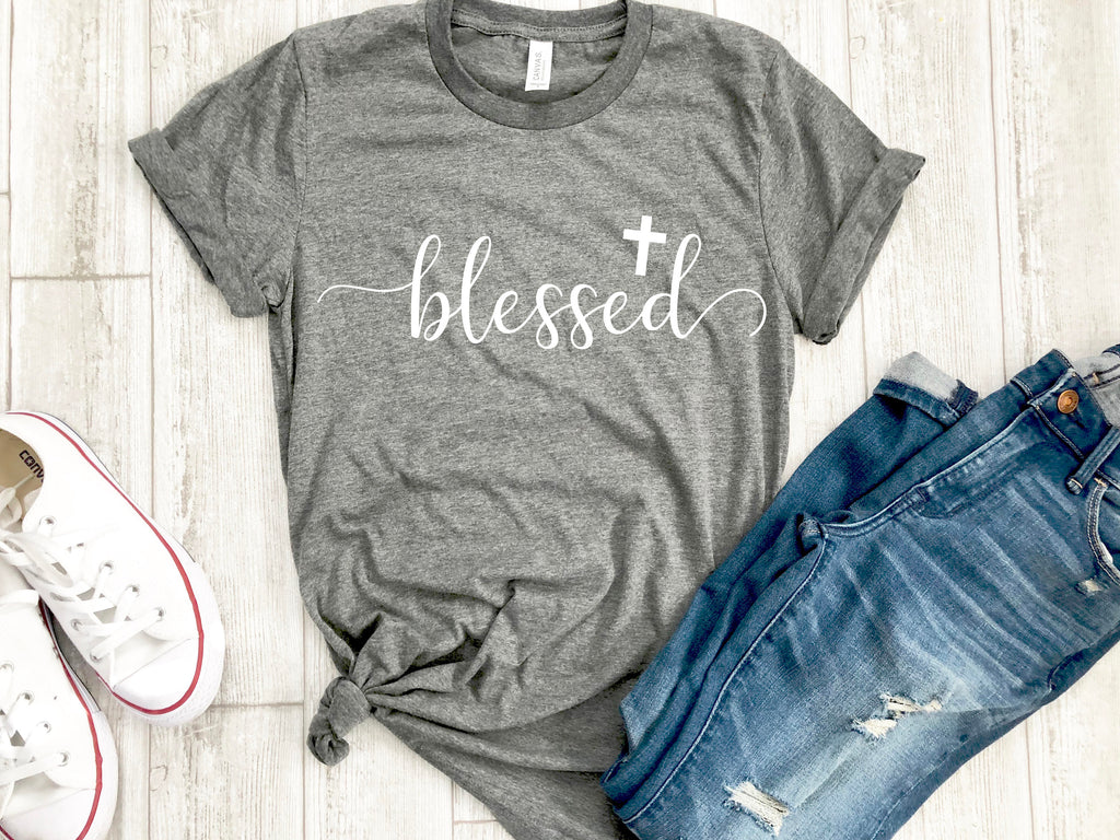 Womens blessed shirt -  blessed tshirt - Cross tee - Womens Christian apparel - Womens Christian shirt - Easter shirt - Womens Easter shirt