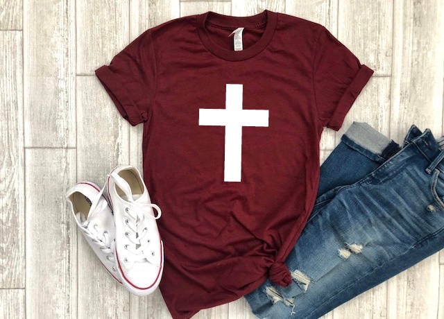 Womens cross shirt , Cross tshirt, Cross tee, Womens Christian apparel, Womens Christian shirt, Easter shirt, Womens Easter shirt