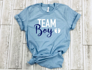 gender reveal shirts- reveal party -team pink shirt - team boy shirt - family shirts matching - its a boy shirt - gender reveal idea -