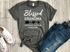 Christmas gift for grandma, Xmas gift, grandmother gift, custom grandma shirt, grandma gift from grandchildren, blessed grandma t- shirt