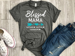 Christmas gift for mother, personalized Christmas gift for mom, Mother's day shirt,Mothers day tee, blessed mama shirt, gift for mother, mom