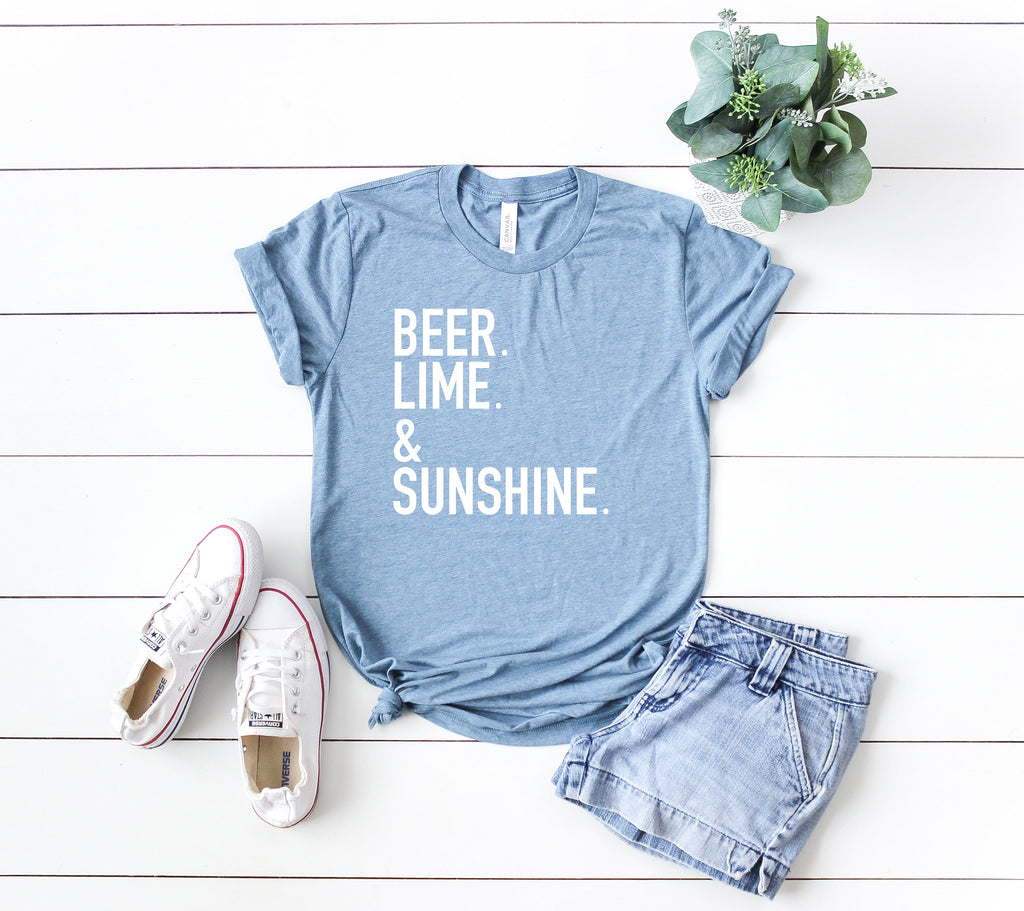 beer lime and sunshine shirt, summer shirt, vacation shirt, vaca shirt, funny drinking shirts, beer lover shirt, day drinking shirt