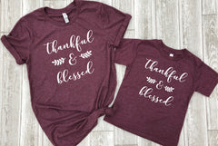 Cute fall shirts, Mommy and me fall shirts, Thankful and blessed, Thanksgiving matching shirts, mommy and me shirts, cute religious tees