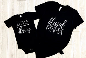 Blessed mama little blessing set, Blessed mama and mamas blessing, Little blessing shirt, Mommy and me outfits girl, new mom and baby set
