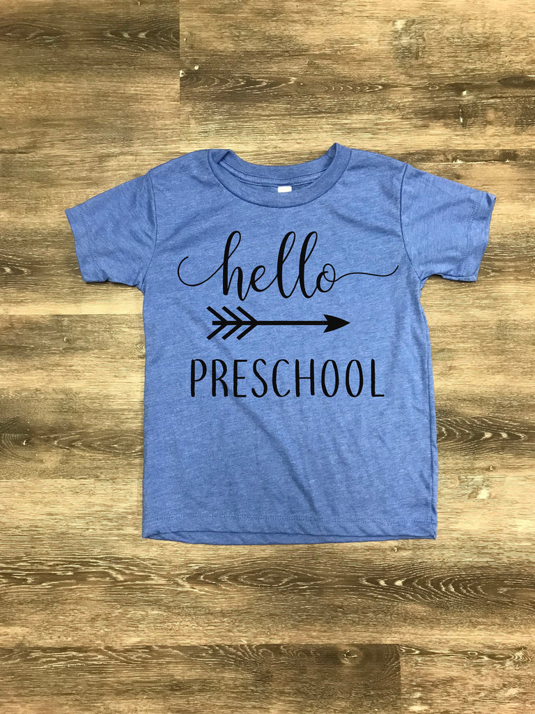 preschool shirt, hello preschool shirt, first day of school shirt, preschool tee, announcement preschool tee, school tee, preschool picture