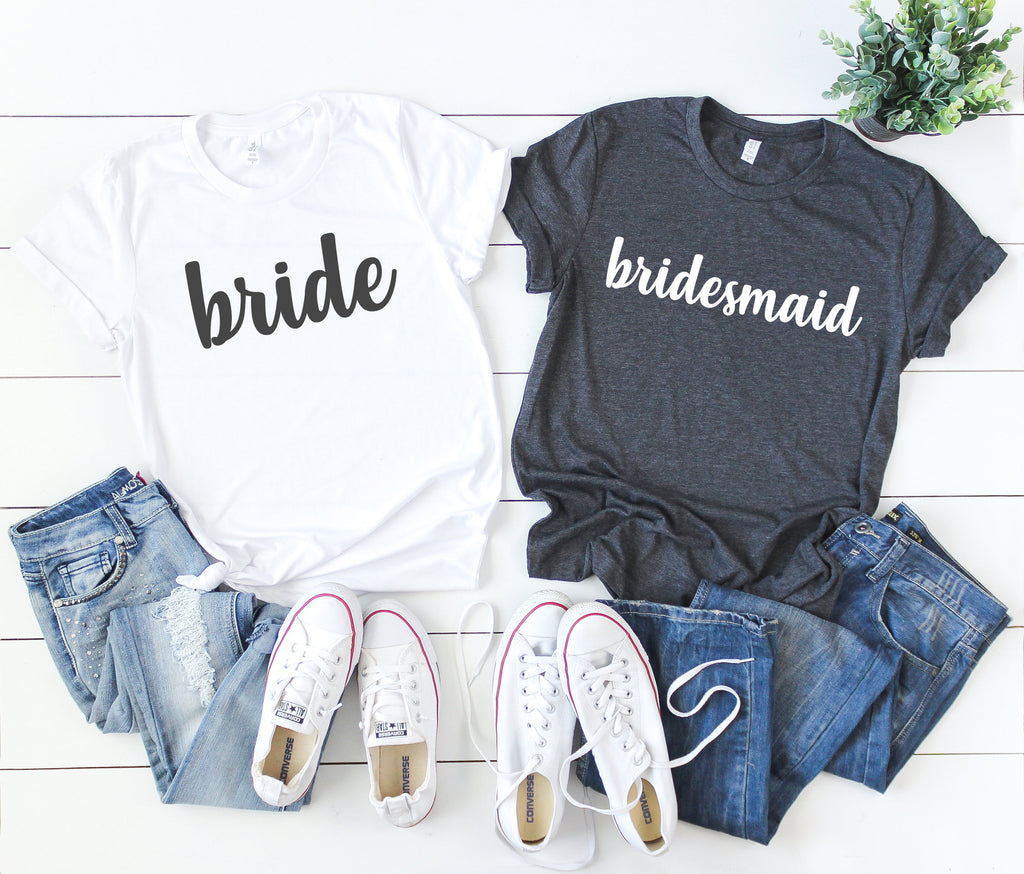 bridal party shirts - made of honor shirt -  bride shirt - bridal shirts - bridesmaid shirts - bridal party gift - bachelorette party shirts