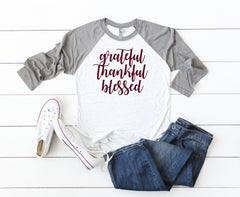 Thankful Shirt - Thanful grateful blessed shirt - Thanksgiving shirt women - Womens Fall Tee - Womens Fall Shirt - Fall Shirt Women