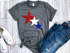 4th of July womens shirt, star glitter shirt, Glitter 4th of July shirt,  fourth shirt, patriotic shirt, 4th of July tee, fourth of July