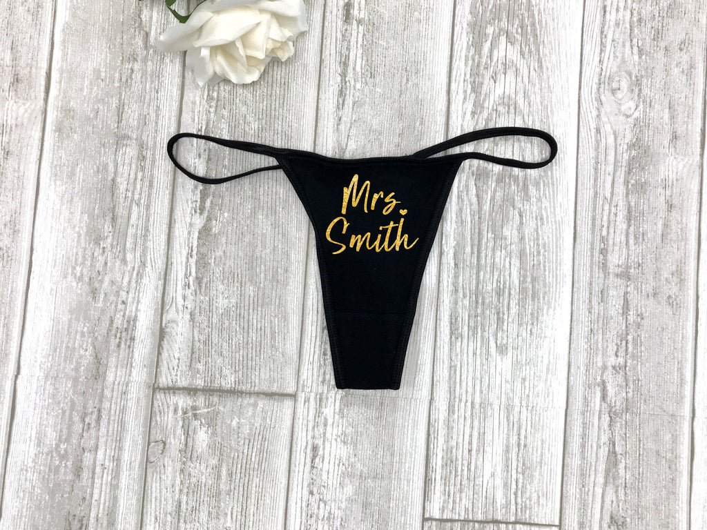 cute custom bride panties, personalized lingerie, wifey thong, honey m –  Up2ournecksinfabric