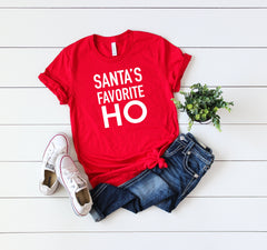 Funny Christmas shirt, Santa's favorite ho, Women's Christmas t-shirt, Christmas party shirt, Women's Christmas top, Women's holiday tee,