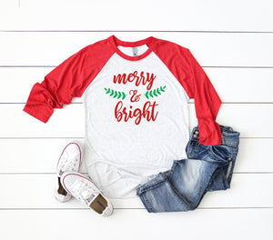 Merry and bright shirt, cute holiday t-shirt, Christmas shirt, Women's Christmas shirt,Christmas top, Cute holiday t-shirt, Women's xmas tee
