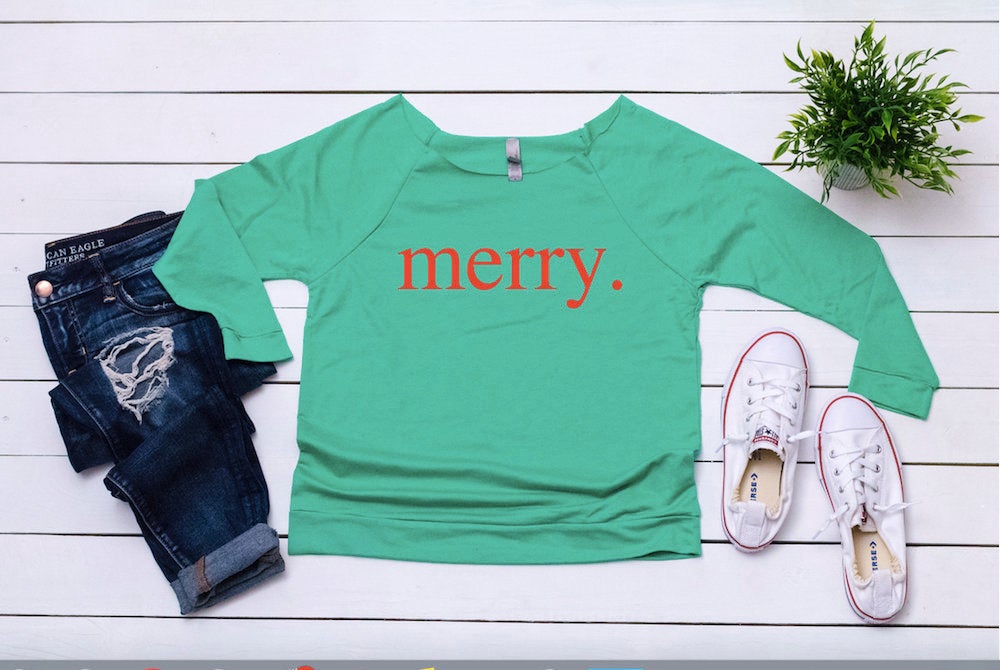 Merry sweater, Women's holiday top, Christmas party top,Women's Christmas shirt,Cute Christmas top,Cute holiday t-shirt,Women's xmas shirt