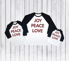 Christmas Buffalo plaid t-shirts, Matching Mommy and me Christmas shirts, Joy peace love, Holiday shirts,Merry shirts,Xmas matching outfit,