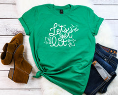 Women's holiday shirt, Funny Xmas tee, Lets get lit t-shirt, Cute winter shirt,Xmas shirt,Xmas outfit,Christmas shirt, Cute Christmas shirt,