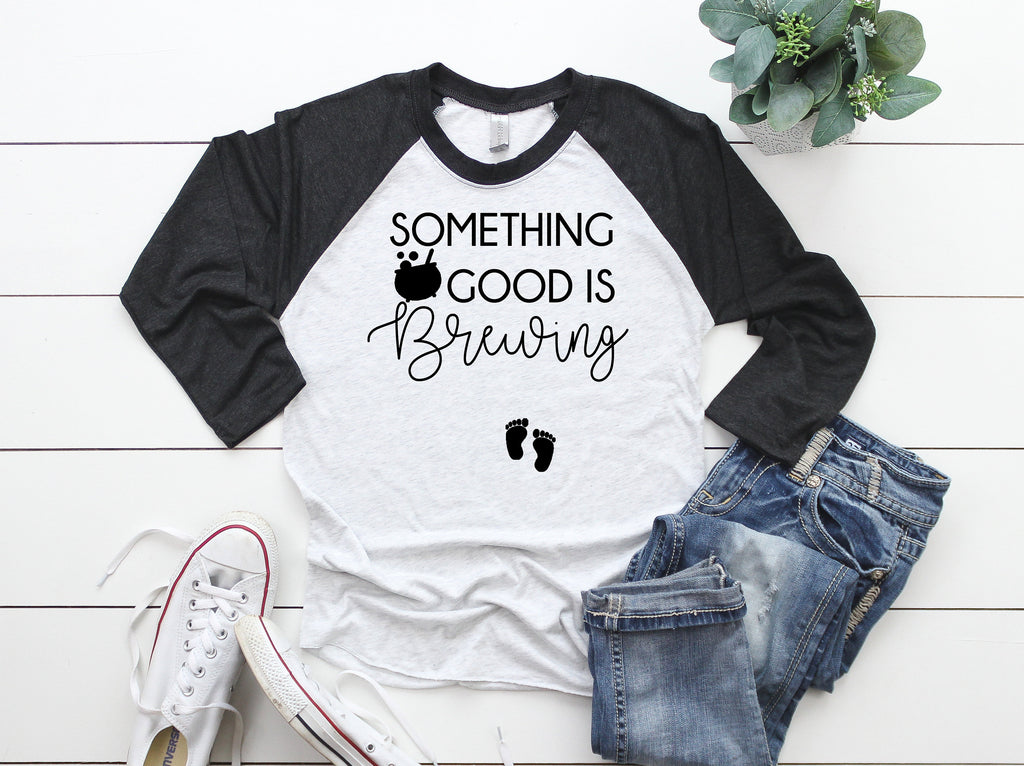 Cute October pregnancy t-shirts- Pregnancy reveal t-shirt- October pregnant tees- Something good is brewing- Halloween pregnancy t-shirt-