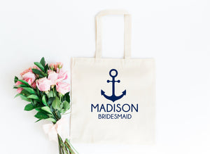 Anchor bridesmaid tote, personalized bridesmaid gift, bridesmaid tote bag, bridesmaid bag, bridal tote, bridesmaid gift, bridal party tote