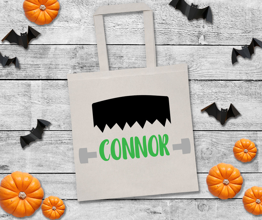 personalized trick or treat bags, trick or treat bag, Frankenstein halloween bag, personalized halloween bag, custom halloween bag