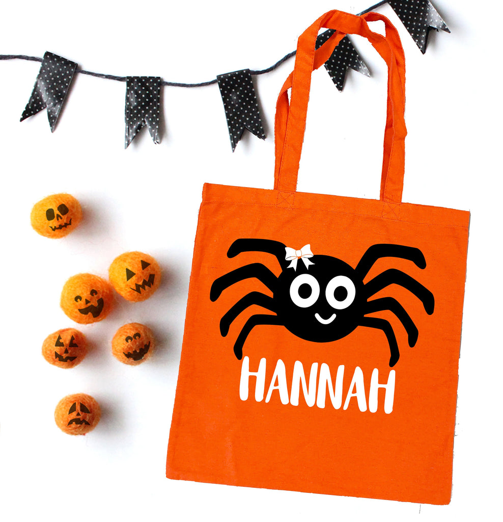 Spider personalized halloween bag, trick or treat bags, custom halloween bag, personalized halloween bag, custom trick or treat bags