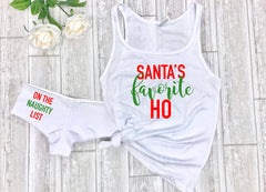 naughty lingerie set, Christmas pajama set, santa's favorite ho shirt, funny Christmas gift for him, Christmas pajamas, cute lingerie