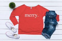 Merry sweater, Women's holiday top, Christmas party top,Women's Christmas shirt,Cute Christmas top,Cute holiday t-shirt,Women's xmas shirt