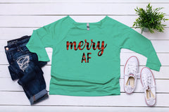 Christmas Buffalo plaid top, Merry af top, Women's holiday top, Merry sweater, Cute Christmas top ,Cute holiday t-shirt,Women's xmas shirt
