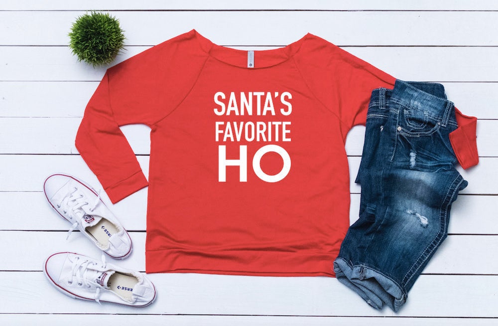 Funny Christmas sweater, Ugly sweater, Santa's favorite ho, Women's Christmas outfit, Women's holiday top, Cute Christmas top, holiday top