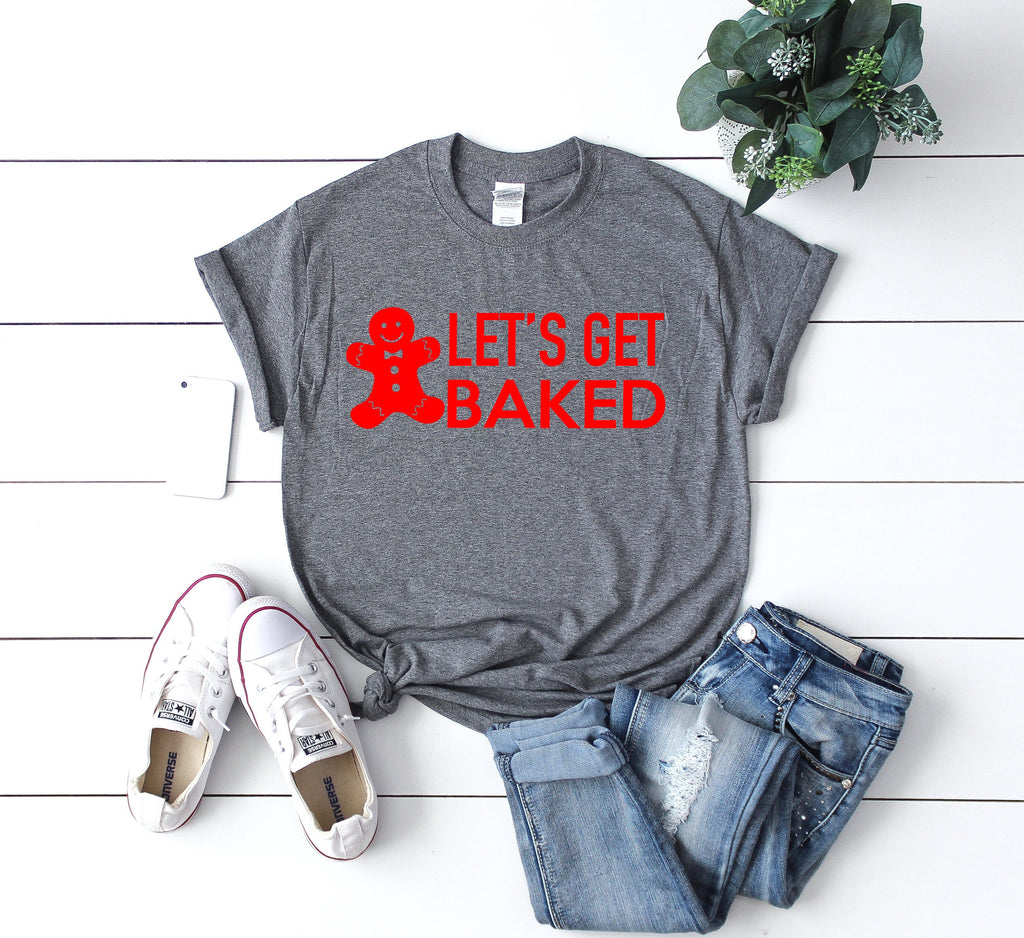 Funny holiday shirt, lets get baked tee ,Christmas party shirt,Cute Women's Christmas shirt,Women's Christmas top,Xmas shirt,Holiday t-shirt