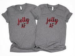 Jolly af couple shirts, Buffalo plaid shirts, Cute buffalo plaid tops,Holiday shirts,Holiday couple shirts,Xmas outfit,Christmas shirts