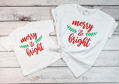 Matching Mommy and me Christmas shirts,Merry and bright Christmas shirts,Holiday shirts,Merry shirts,Xmas matching outfit,Christmas shirts