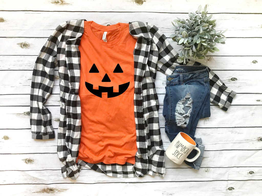 Jack- O-lantern shirt- Women's halloween shirt- halloween costume shirt - Pumpkin shirt- Women's funny halloween top-Cute halloween t-shirt