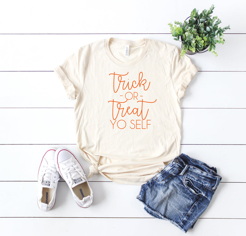 Trick or treat Shirt- Cute halloween outfit- Women's halloween shirt- halloween costume shirt -Halloween top-  Women's funny halloween top