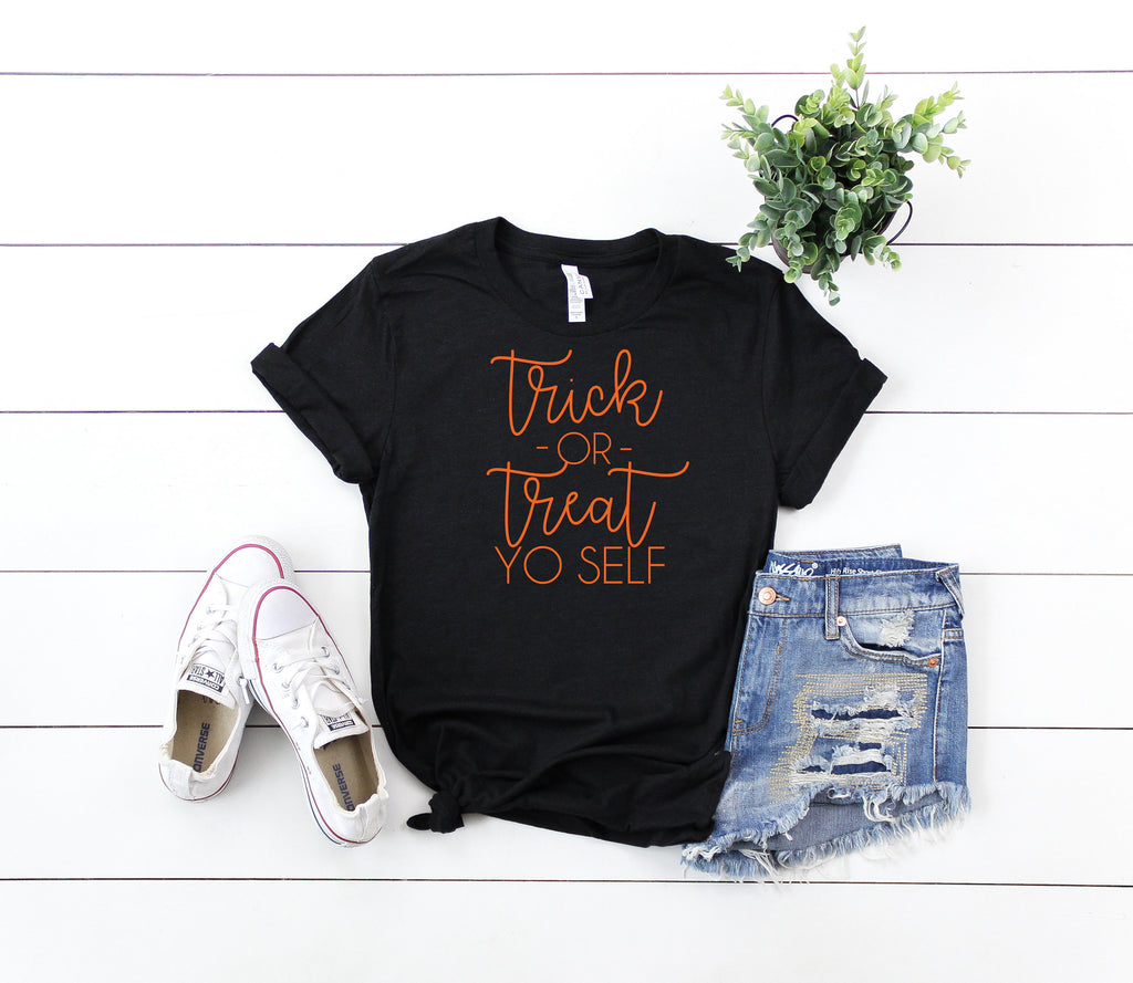 Trick or treat Shirt- Cute halloween outfit- Women's halloween shirt- halloween costume shirt -Halloween top-  Women's funny halloween top