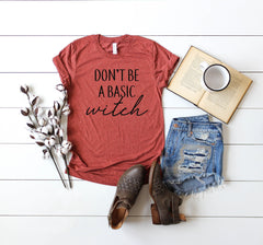 Basic witch t-shirt- Cute Women's Fall Tee - Women's Fall Shirt - Don't be a basic witch- Fall t-shirt for women -Witch tee- Halloween shirt