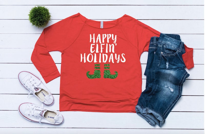Sweater for ugly sweater party, funny sweater, Elf sweater, Women's Christmas outfit,Women's holiday top,Cute Christmas top,Xmas shirt