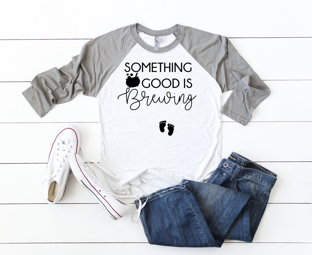 October pregnant tees- Cute October pregnancy t-shirts- Pregnancy reveal t-shirt- Something good is brewing- Halloween pregnancy t-shirt-
