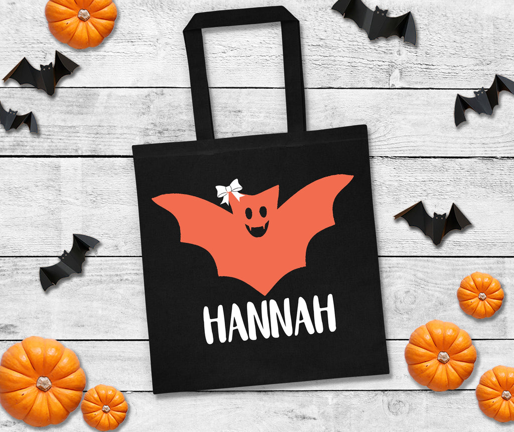 bat halloween bag, trick or treat bags, custom halloween bag, personalized halloween bag, personalized trick or treat bags