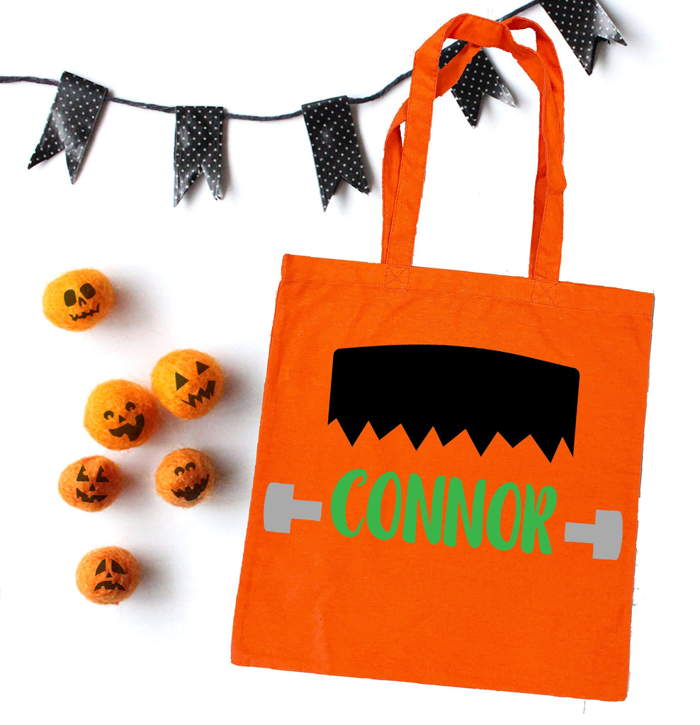 Frankenstein trick or treat bag, personalized halloween bag, trick or treat bags, custom halloween bag, personalized trick or treat bags