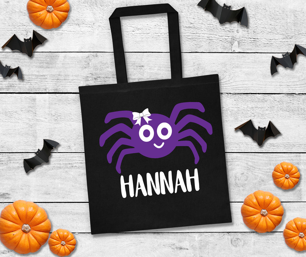 Spider personalized halloween bag, trick or treat bags, custom halloween bag, personalized halloween bag, custom trick or treat bags