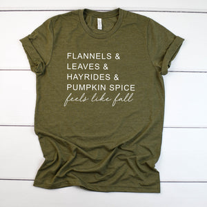 Cute Women's Fall Tee - Pumpkin spice shirt- Shirt for Fall- Fall Shirt Women - Feels like fall top- hello fall shirt -fall tshirt for women