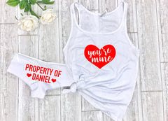 Valentines day Gift for husband, Valentines day gift for boyfriend, Your mine top, Custom panties, Sexy sleepwear, Property of undies