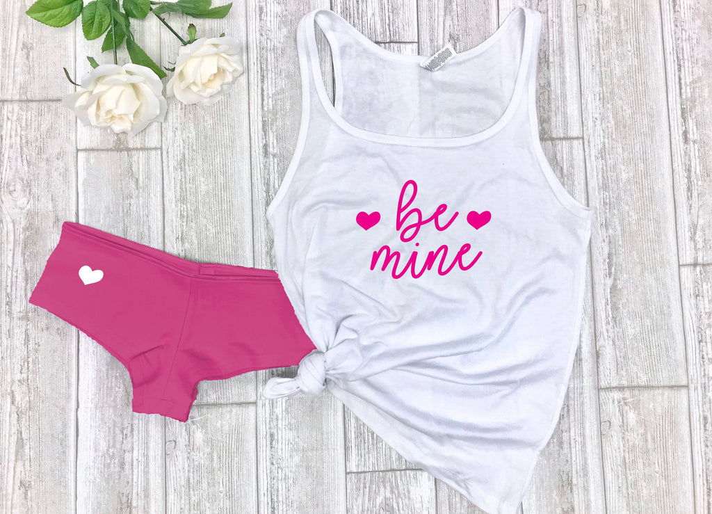 Valentines outfit, Valentines gift for husband, Valentines gift for boyfriend, Be mine tank, Be mine undies, Cute Valentines gift for wife